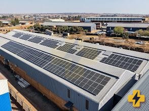 Solar panels on a warehouse roof